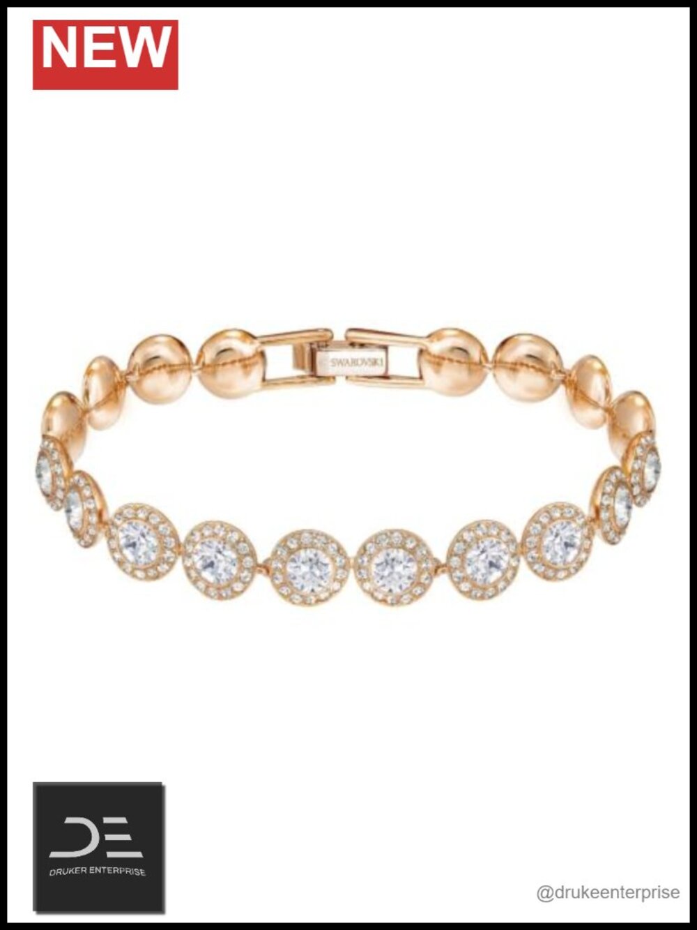 Swarovski Crystal Tennis Bracelet Rose Gold Tone Finish